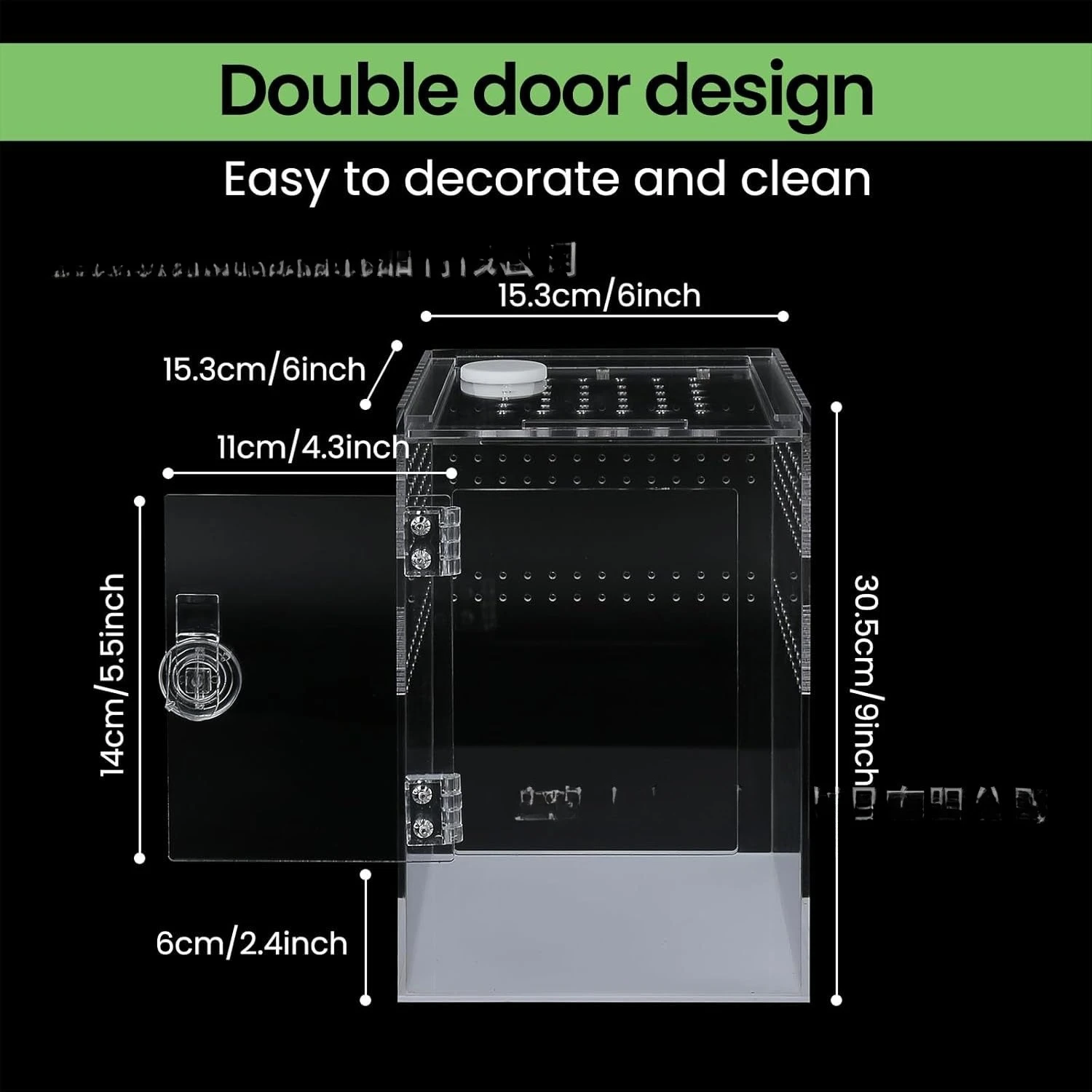 Jumping Spider Fence 6 * 6 * 9 Inch Micro Habitat Acrylic Feeding Box with Front Door