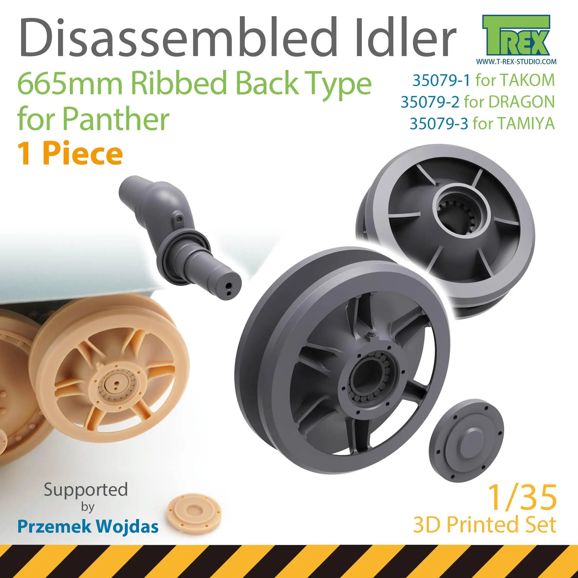 

T-REX 35079-1 1/35 Disassembled Panther Idler 665mm Ribbed Back Type (1 piece)