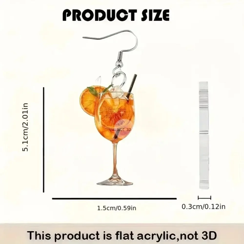 مهرجان البيرة النبيذ الزجاج عصير البرتقال أقراط موضة 2D تصميم مسطح أقراط النساء الفتيات مجوهرات الحفلات هدية العطاء للأصدقاء