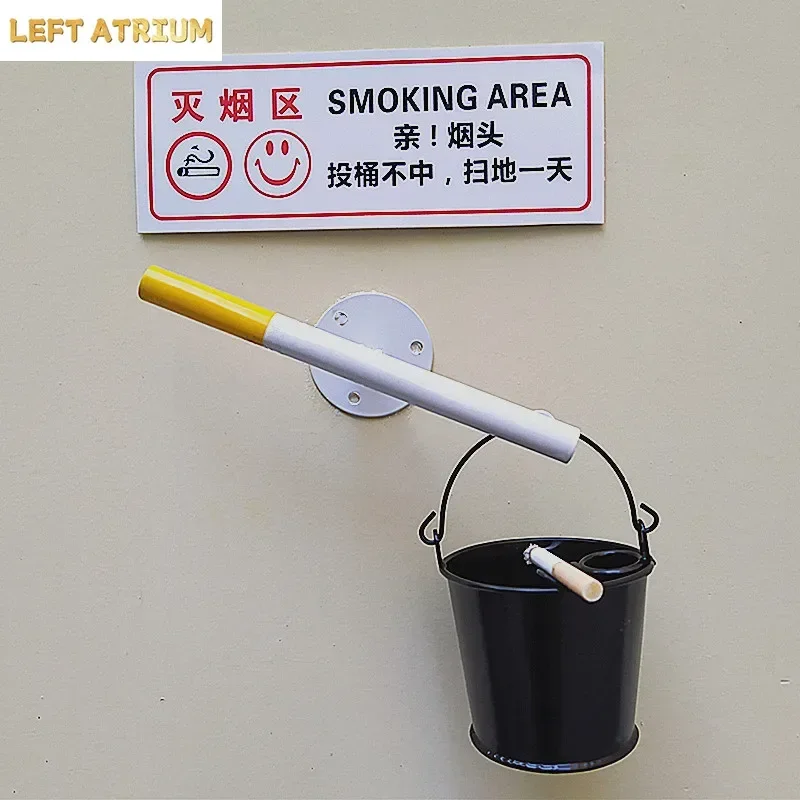 Stainless Steel Wall Ashtray Smokless Outdoor Ash Bin Windproof Cigar Butt Divertor for Public Places Living Room