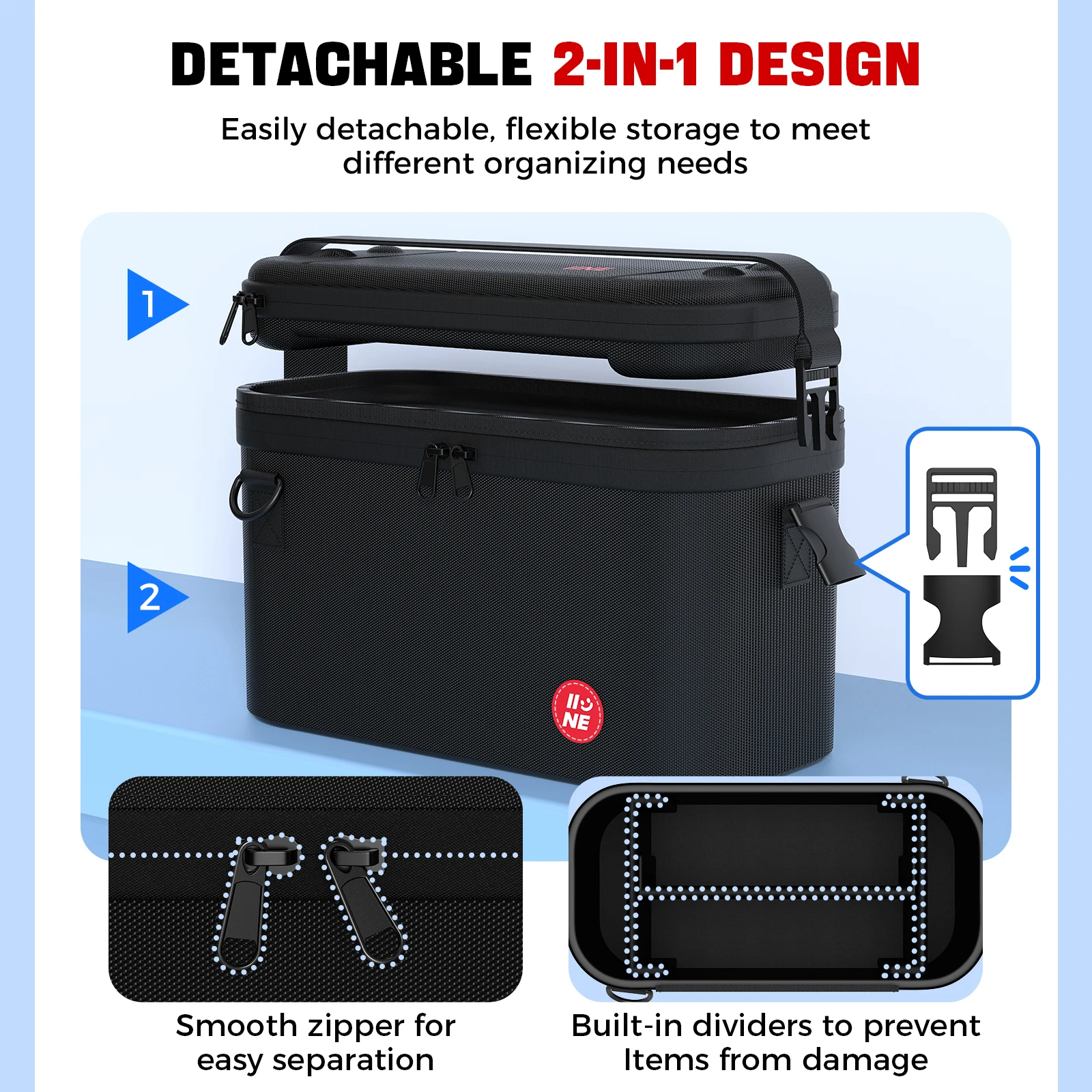IINE SPLIT CARRYING STORAGE BAG FÜR SWITCH 2 / Großes Fassungsvermögen & abnehmbares Design & langlebiges EVA-Material & stoßfest & sturzsicher