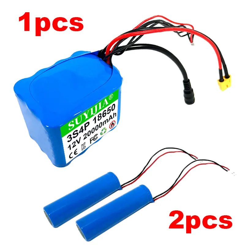 3.7V 18650 3S4P Li-ion Battery 12V 20Ah with BMS High Power Remote Control Bait Boat Battery Suitable for V030 GPS Bait Boat