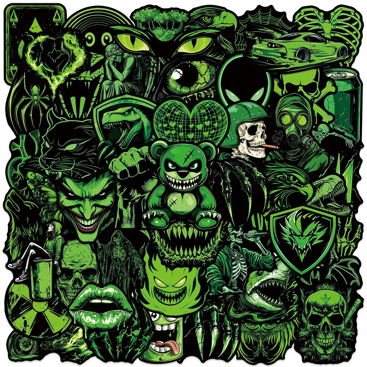50 Uds. De pegatinas de garra de monstruo verde fresco, pegatinas DIY para álbum de recortes, teléfono, equipaje, monopatín, vinilo, calcomanías de grafiti impermeables