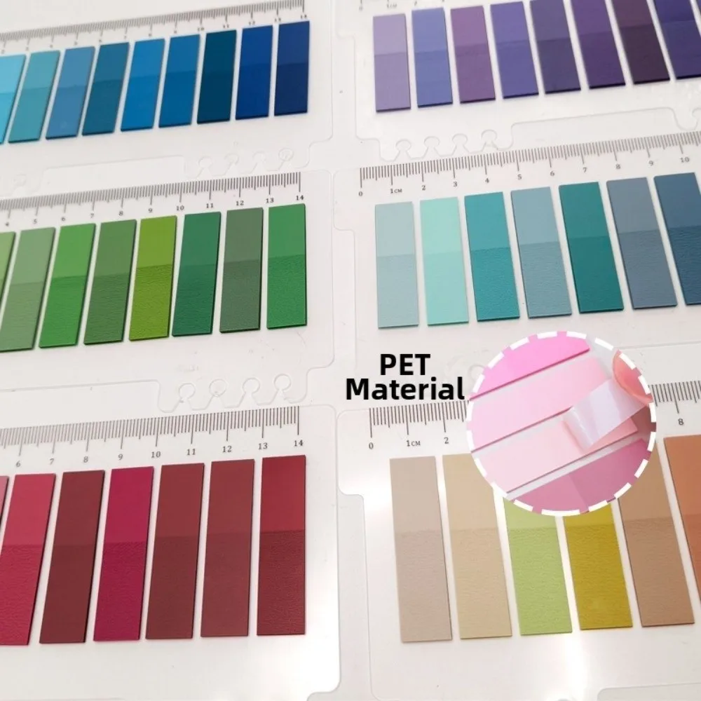 6pcs Creative Transparent Index Memo Pads Morandi Color Ruler PET Index Stickers Bookmark Self-Adhesive Stickers Office Supplies