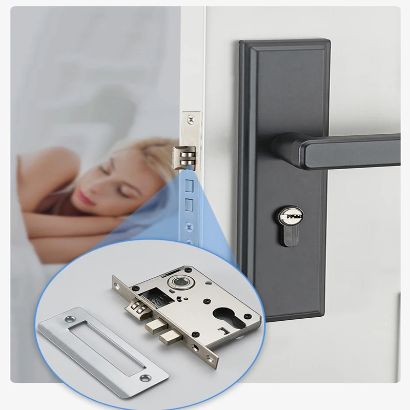 Small 50 Bearing Lock Body Indoor Bedroom Wooden Door Handle Lock Accessories Anti-collision Mute Magnetic Suction 58 Lock Body