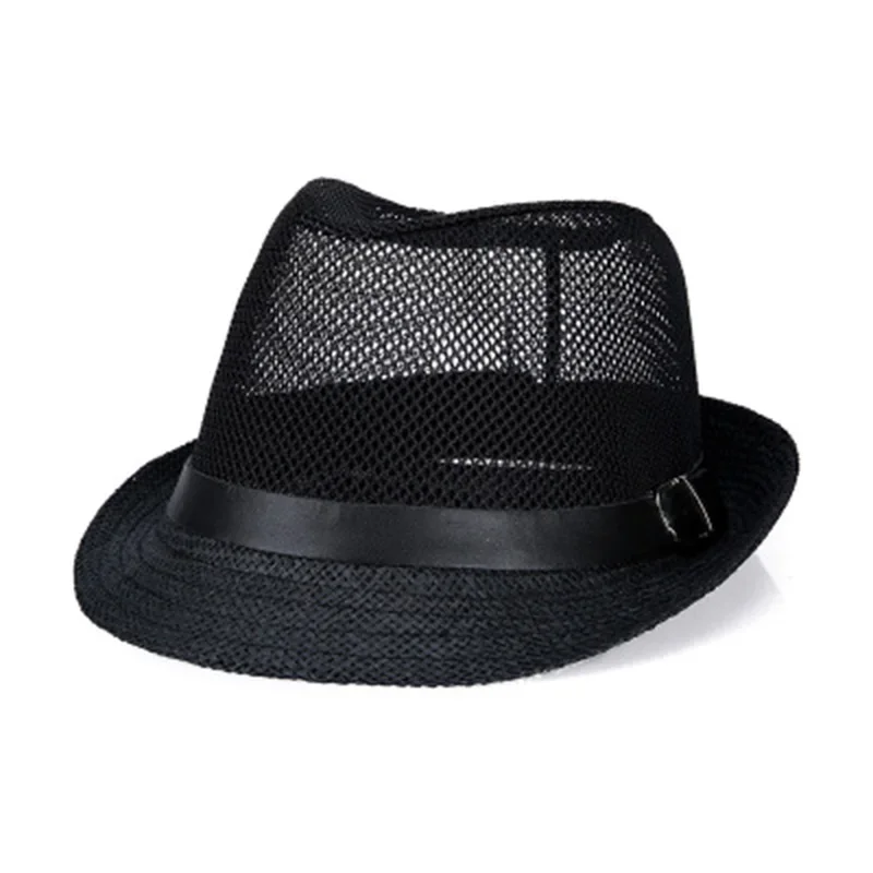 Summer Linen Breathable Sunhat Jazz Hat Small Hat Outdoor Sun Hat Men Leather Belt Cap Western Cowboy Hat Panama Hat Sombrero