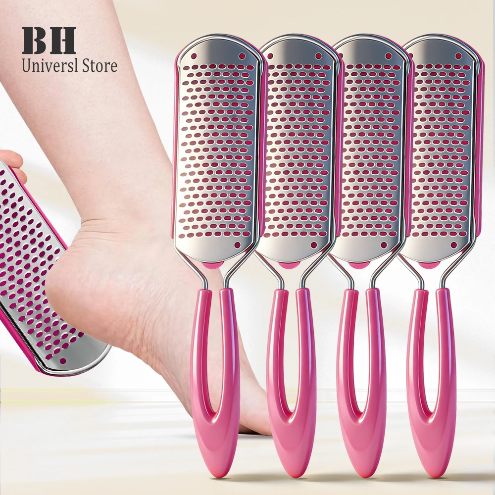 2/4 قطعة الفولاذ المقاوم للصدأ ملف القدم الاغتصاب الكالس بيليه مزيل الصلب الجلد الميت الحاويات الغسيل لإزالة كعب باديكير سبا أداة #1