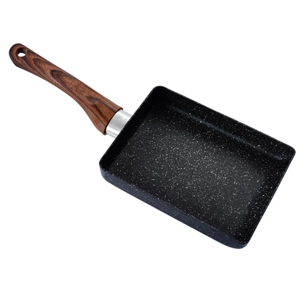 

Nonstick Square Frying Pan Japanese Omelette Tamagoyaki Wood H Aluminum Kitchen BBQ Skillet Outdoor Cookware