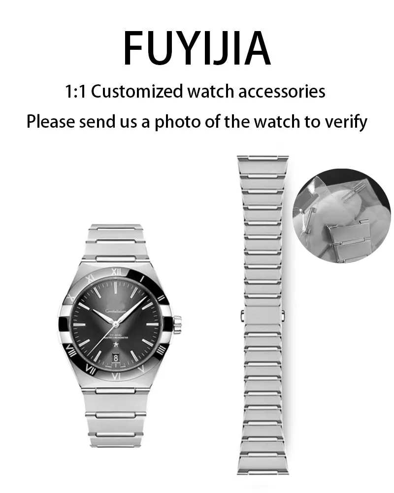 

FUYIJIA Custom CONSTELLATION 131 Original Watch Chain 25MM Concave 14MM Watchbands 316L Stainless Steel Butterfly Buckle Strap