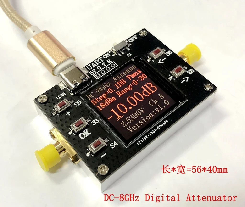 DC-8G Digital Programmable Attenuator 30DB Step 0.1DB TFT Display CNC Shell Supports Communication