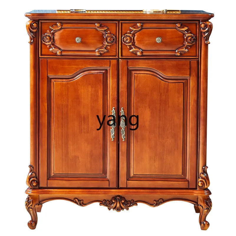 LH solid wood carving flower double door double door partition entrance cabinet hall shoe cabinet