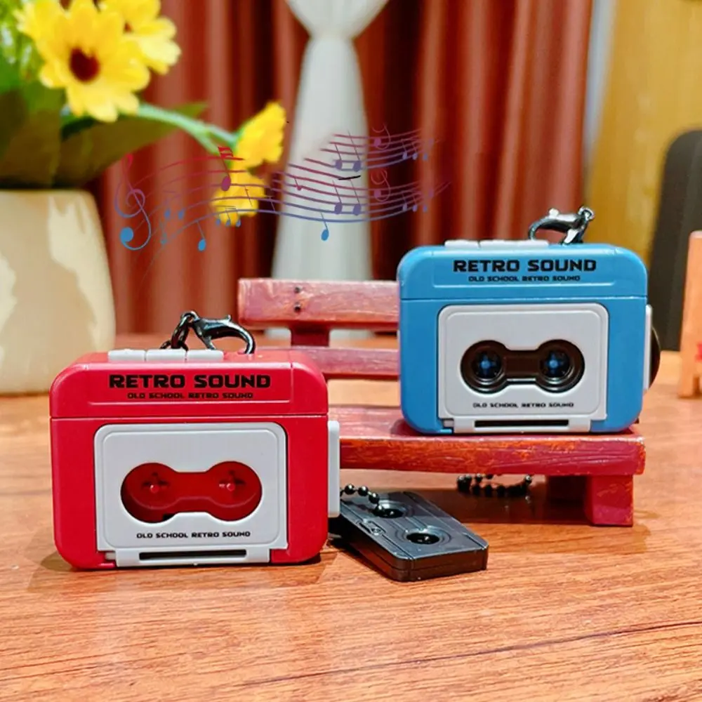 Cartoon Retro Tape Music Recorder Keychain Bag Charm Couple Key Chain Backpack Charm Small Gift