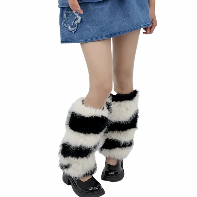 Women Faux Fur Leg Warmers Women Fall Leggings Jk Boots Stocking Girls Lolita Punk Boot Cover Harajuku Fur Foot Warming Cover