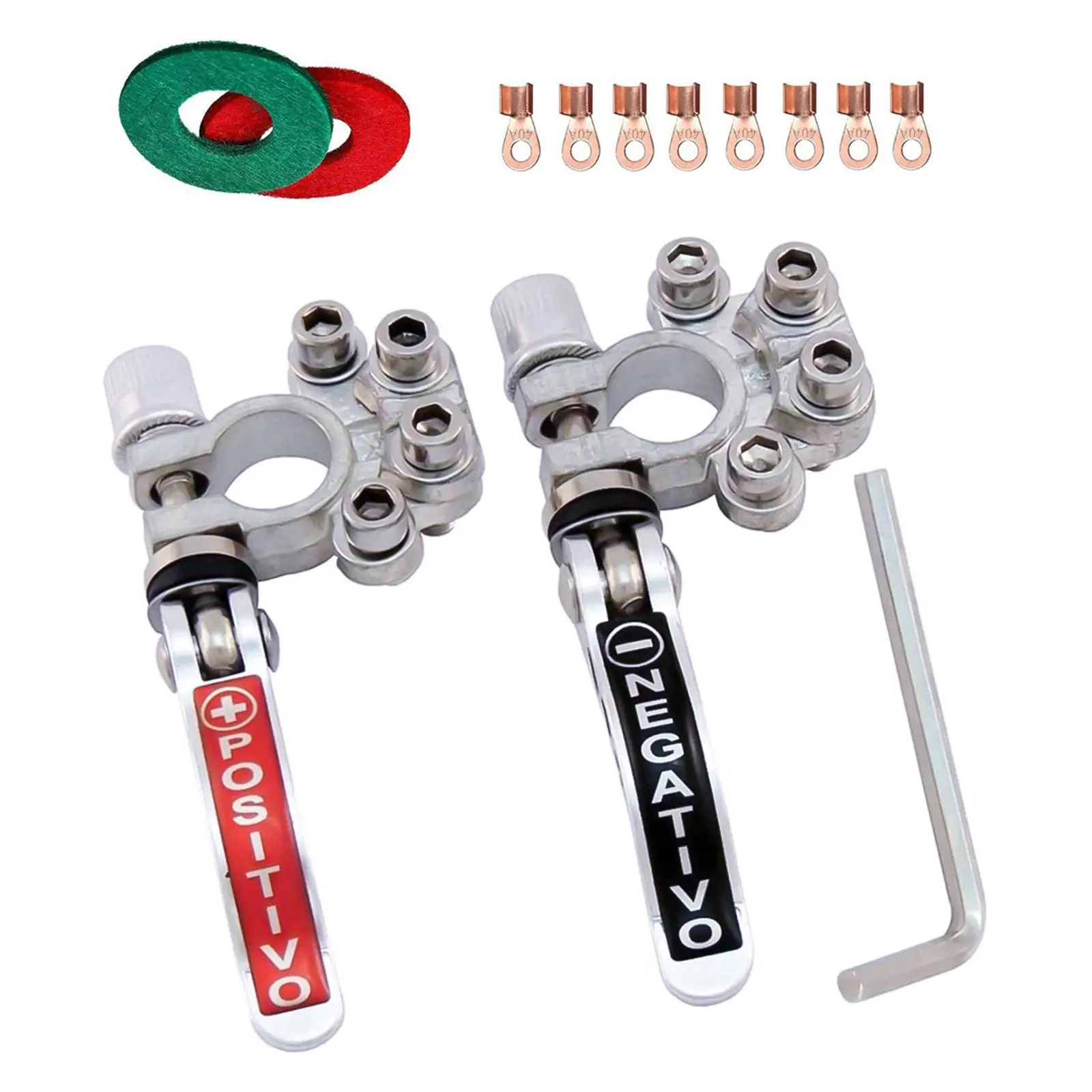 Four Way Battery Terminal Connectors Brass Quick Disconnect Positive Negative Type a Posts for Auto Motorhome Van
