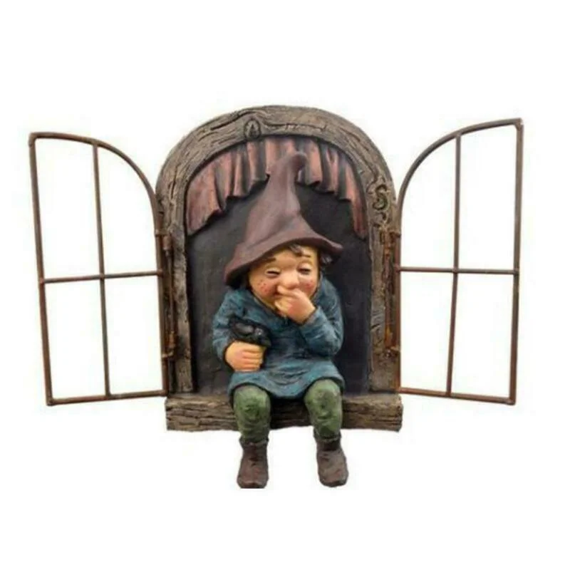 Naughty Garden Gnome Standbeeld Elf Out The Door Tree Hugger Home Yard Decor