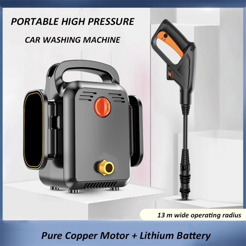 350W Wireless High Pressure Car Washer Spray Water Gun Washing Pump Portable Cleaning Machine Electric Auto Device Rechargeable