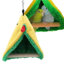 Bird Parrot Triangle Plush Hammock Cage Happy Tent Bed Hanging Cave Toy