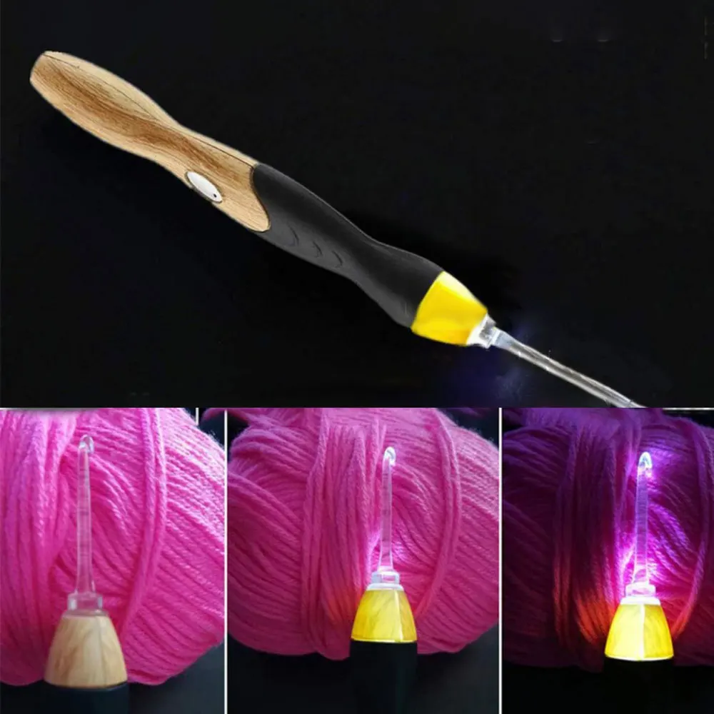 9 in 1 USB Light Up Crochet Hooks Knitting Needles Set
