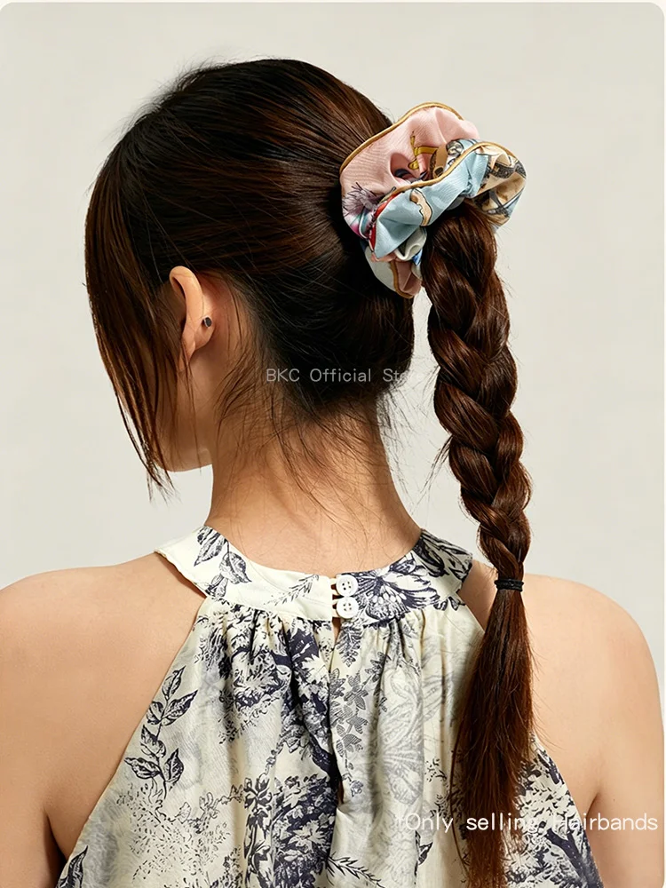 

Mulberry Silk Scrunchies 18 momme Twill Silk Hand Rolled Hair Ties Elastic Hair Bands for Women Handmade Hair Ties Accessories