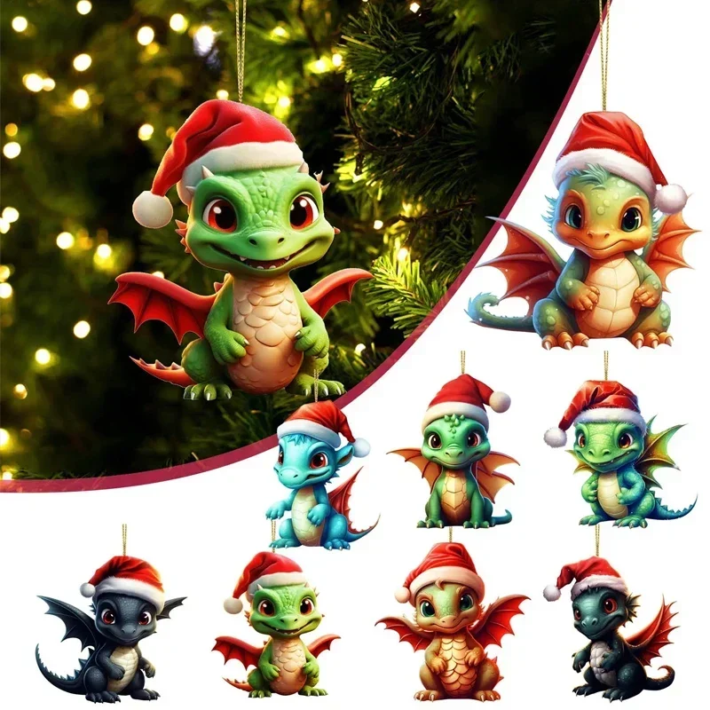 Neue Weihnachten Drachen Baby Ei Acryl Weihnachten Hängen Kreative Ornament Weihnachten Baum Hängen Ornament Anhänger Geschenk