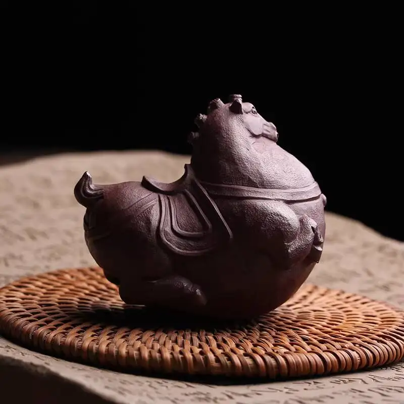 Yixing Original Purple Clay Pet Figurine, Tangma Master Shen Lei's Fully Handmade Kung Fu Set, Premium Tea Accessory That Can Be