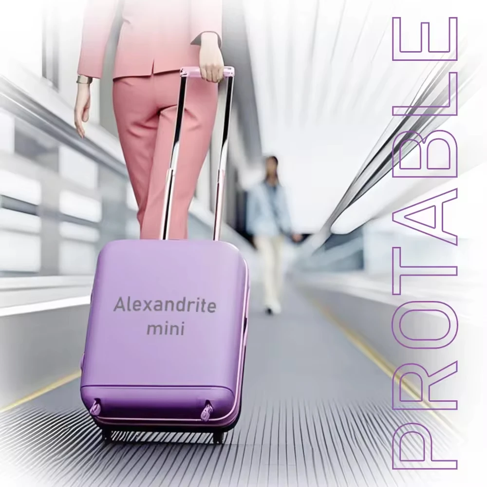 آلة إزالة الشعر بالليزر ديود الألياف المحمولة 755 نانومتر جهاز إزالة الشعر المحمول المضاد للتورم تجديد الجلد