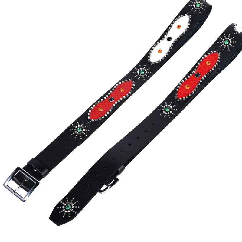 New British Retro Punk Belt with Studs Unisex Fashion Denim Leather Decor Factory Direct Sale