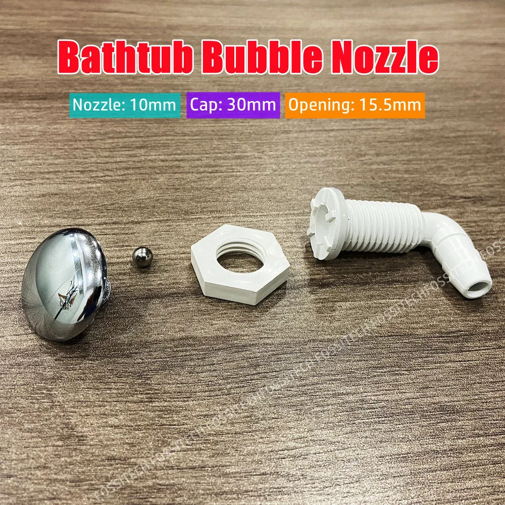 10mm Nozzle 30mm Cover Twisted Teeth Bow Bubble Nozzle Chromed Cap PVC Base Hot Tub Air Jet Massage Bathtub Accessories