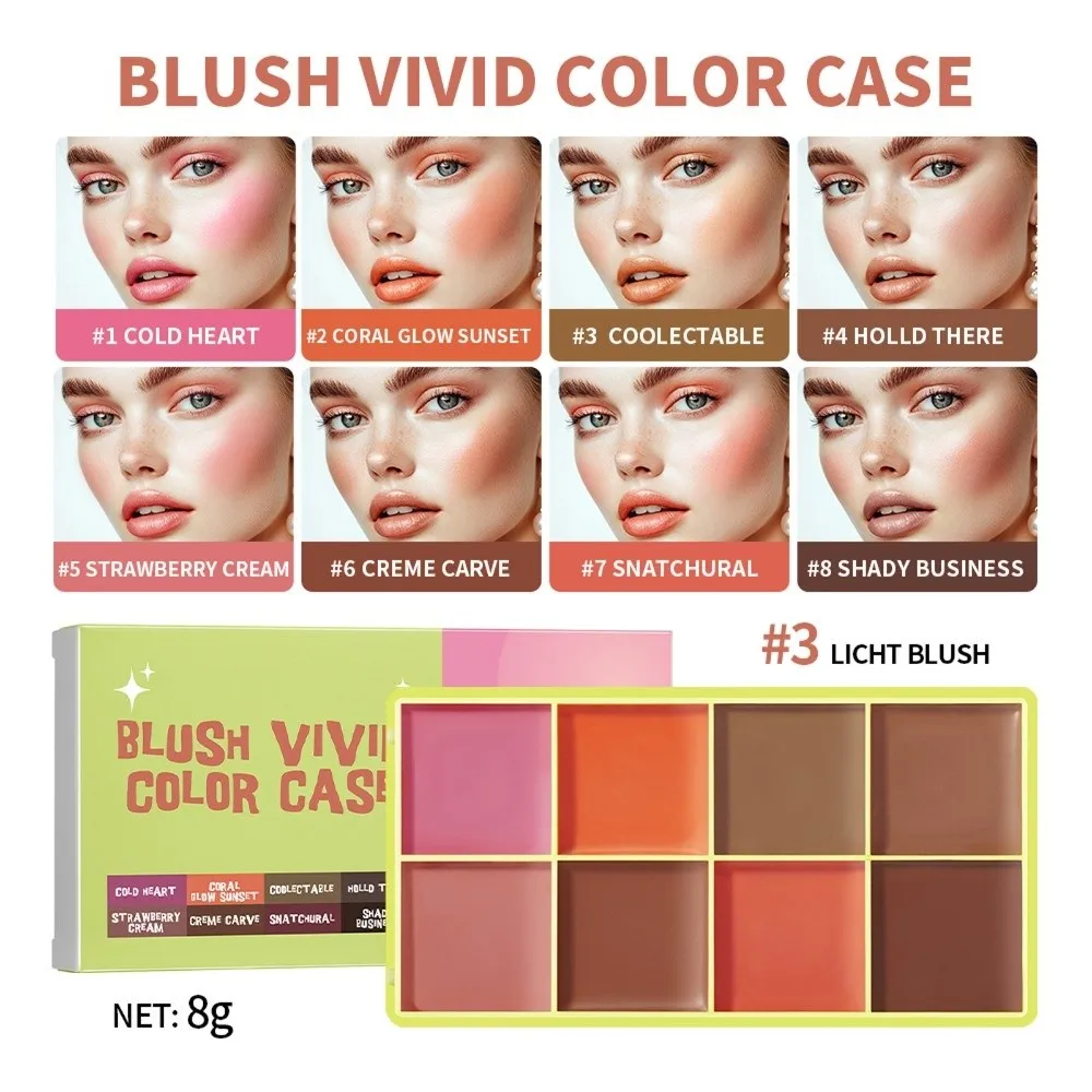 8 Colors Eyebrow Cream Blush Highlighter Palette Smooth Texture Long Lasting Matte Shimmer Palette Shadow Tones Waterproof