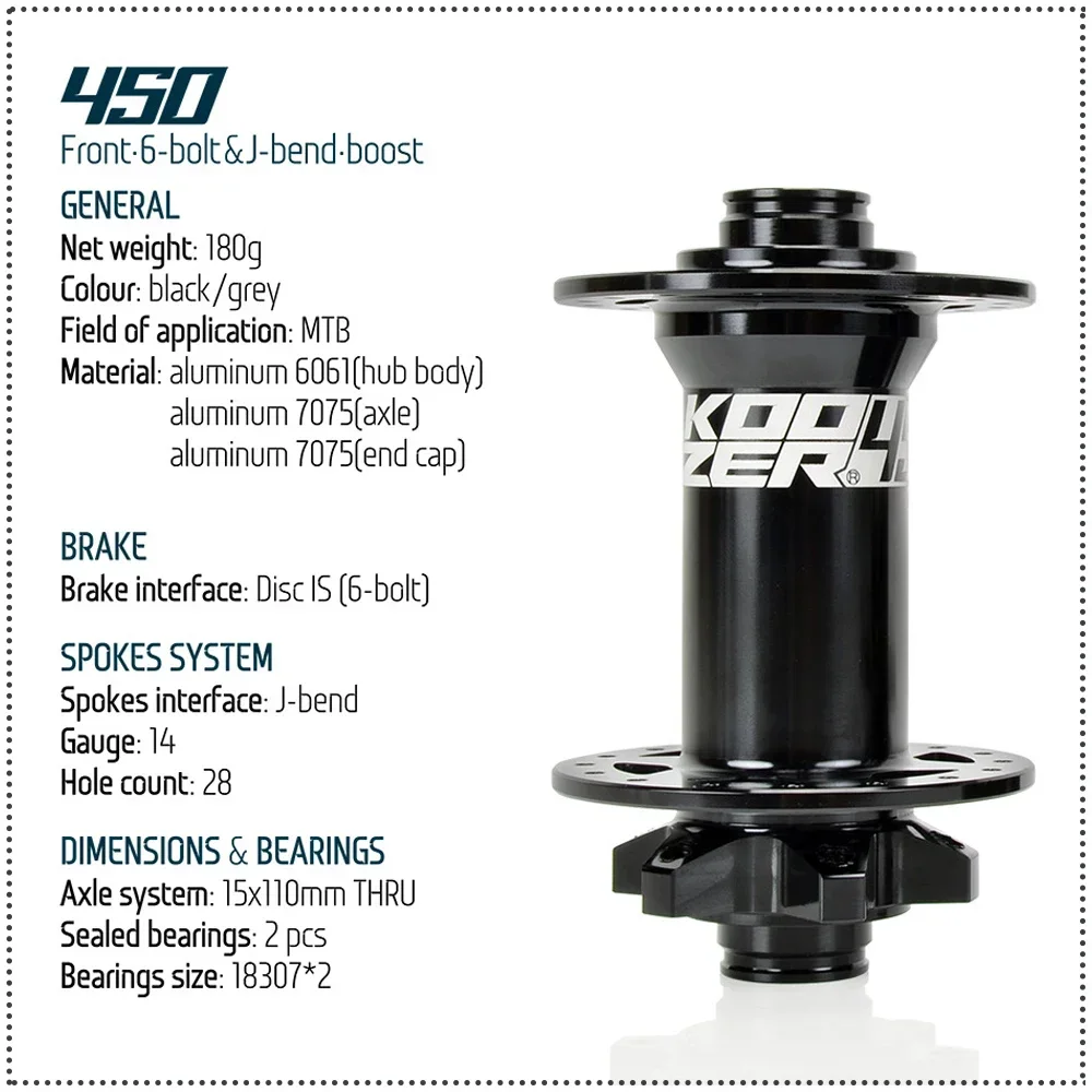 KOOZER 450 Boost 28 Holes Hub 12x148 Rear Front Axle 15x110 MTB THRU TA Cr-Mo Steel Bicycle Hubs Mountain Bike Parts