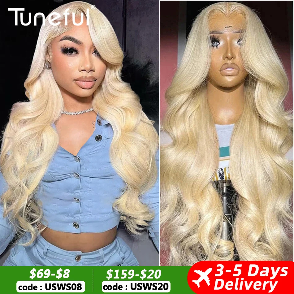 13x6 HD Transparent 613 Blonde Lace Frontal Human Hair Wigs Body Wave Lace Wigs Tuneful 613 Blonde Lace Front Human Hair Wigs