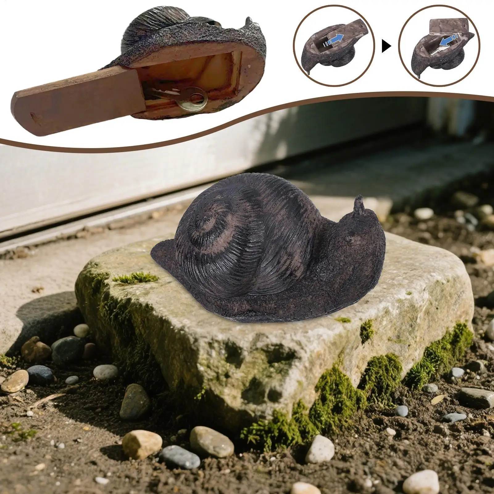 

Snail Hide-a-Key Holder, Outside Spare Key Hider Figurine, Small Snail Garden Statues Ornament Decorative Key Hider