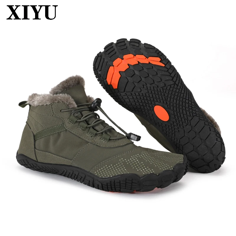 

XIYU Men's Waterproof Winter Snow Boots, Simple Warm High-Top Boots Wide Last Design Women's Outdoor Cotton Shoes, Plus Size 48#