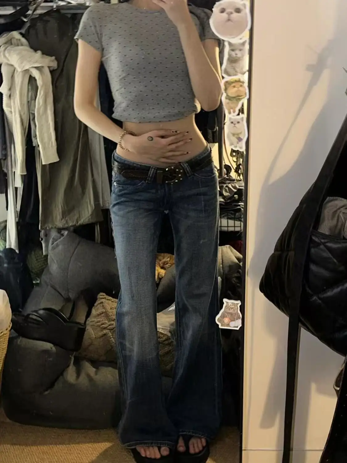 

Женские джинсы-клеш с низкой посадкой, джинсы-скинни в японском стиле, буткат, расклешенные, в стиле Abi Y2K Gyaru, стрейч, ковбойские, американское ретро