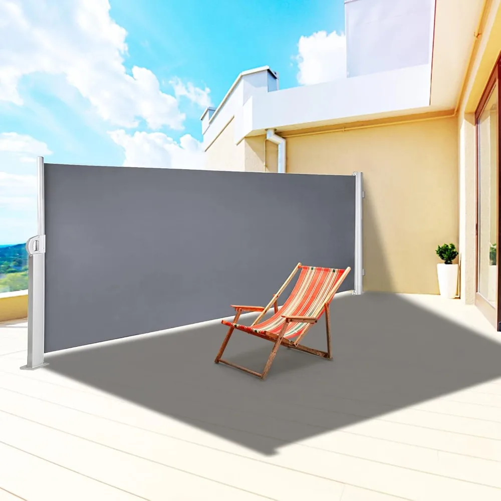 

Retractable Side Awning, UV 50 63''x 118'' Full Aluminum Rust-Proof Outdoor Privacy Screen, 280 g Thicken Folding Room Divider