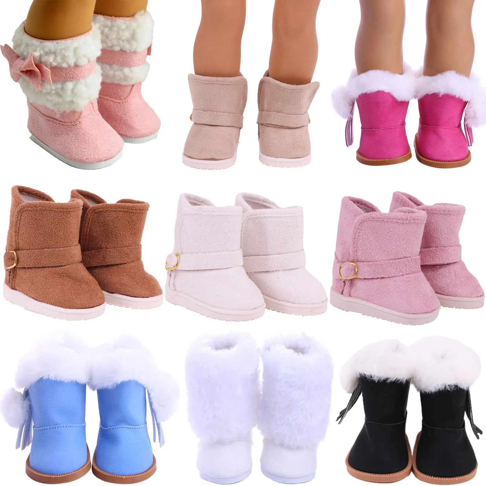 Stivali da neve Scarpe corte in peluche Accessori per vestiti per bambole per bambola americana da 18 pollici Bambole Reborn per bambini da 43 cm