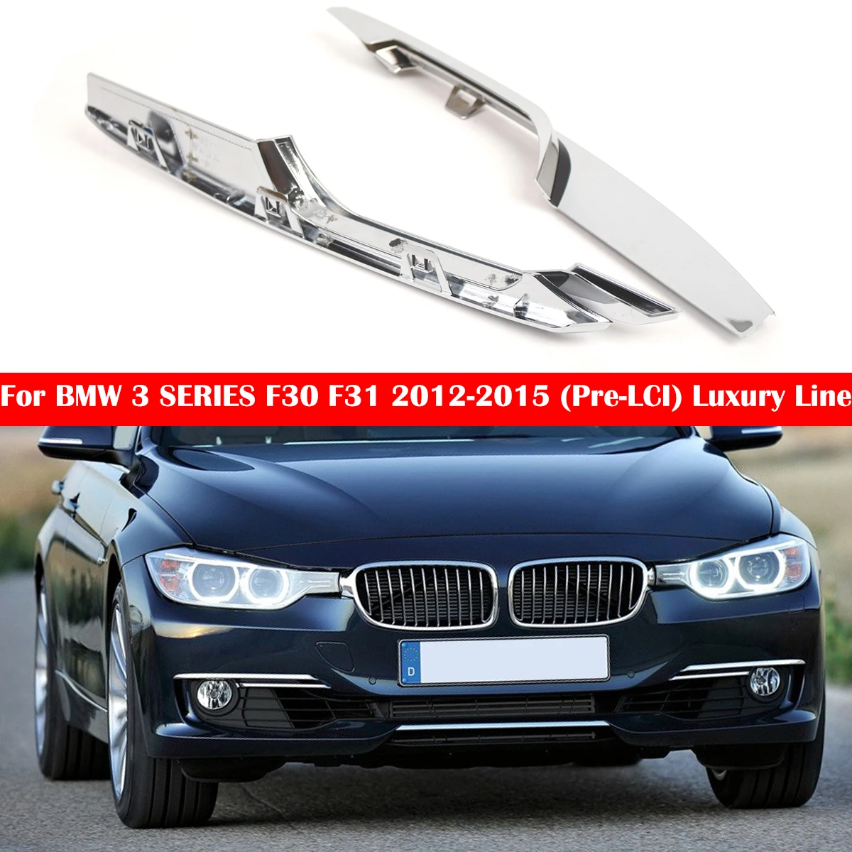 

For BMW 3 Series F30 2012-2015 Luxury Line Left/Right Front Bumper Fog Light Electroplating Trim Molding 51117279697 51117279698