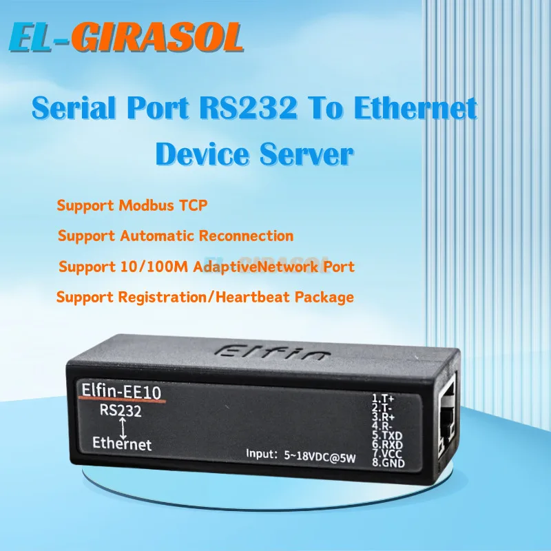 Serial Port RS232 To Ethernet Device Server Converter IOT Elfin-EE10 EE10A Support TCP/IP Telnet Modbus TCP Protocol
