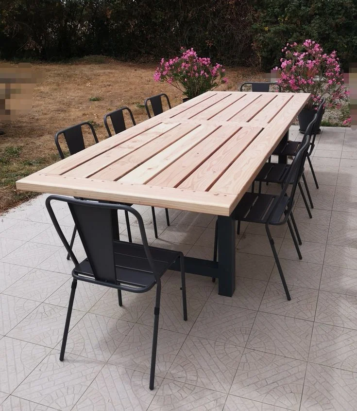 hotel home natural furniture  high quality waterproof courtyard wooden chair dining table garden outdoor dining table