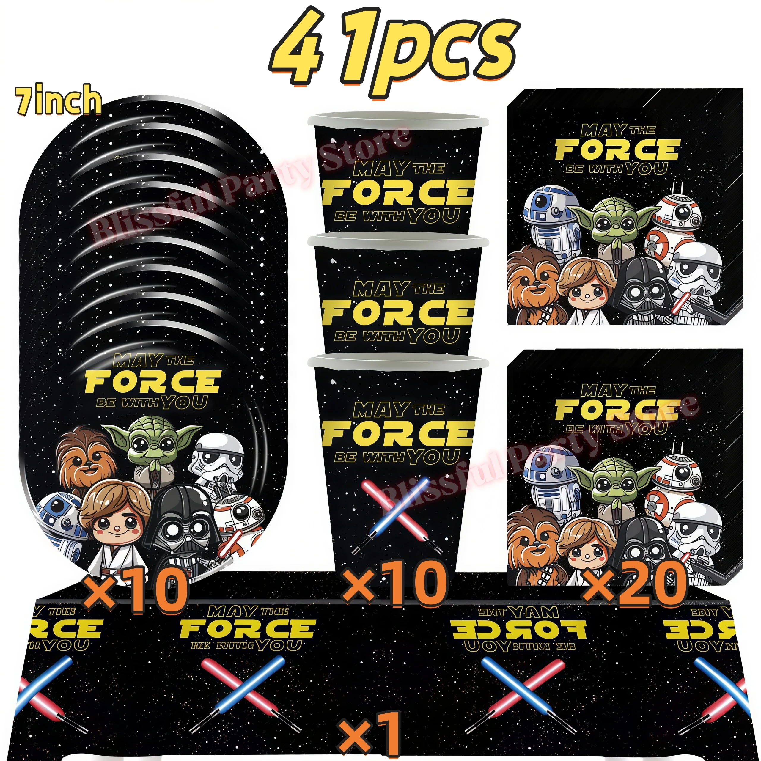 Stars War Birthday Party Decoration Balloons Cup Plate Napkin Cake Topper Tablecloth for Kid Boy Favor Gift Baby Shower Supplies