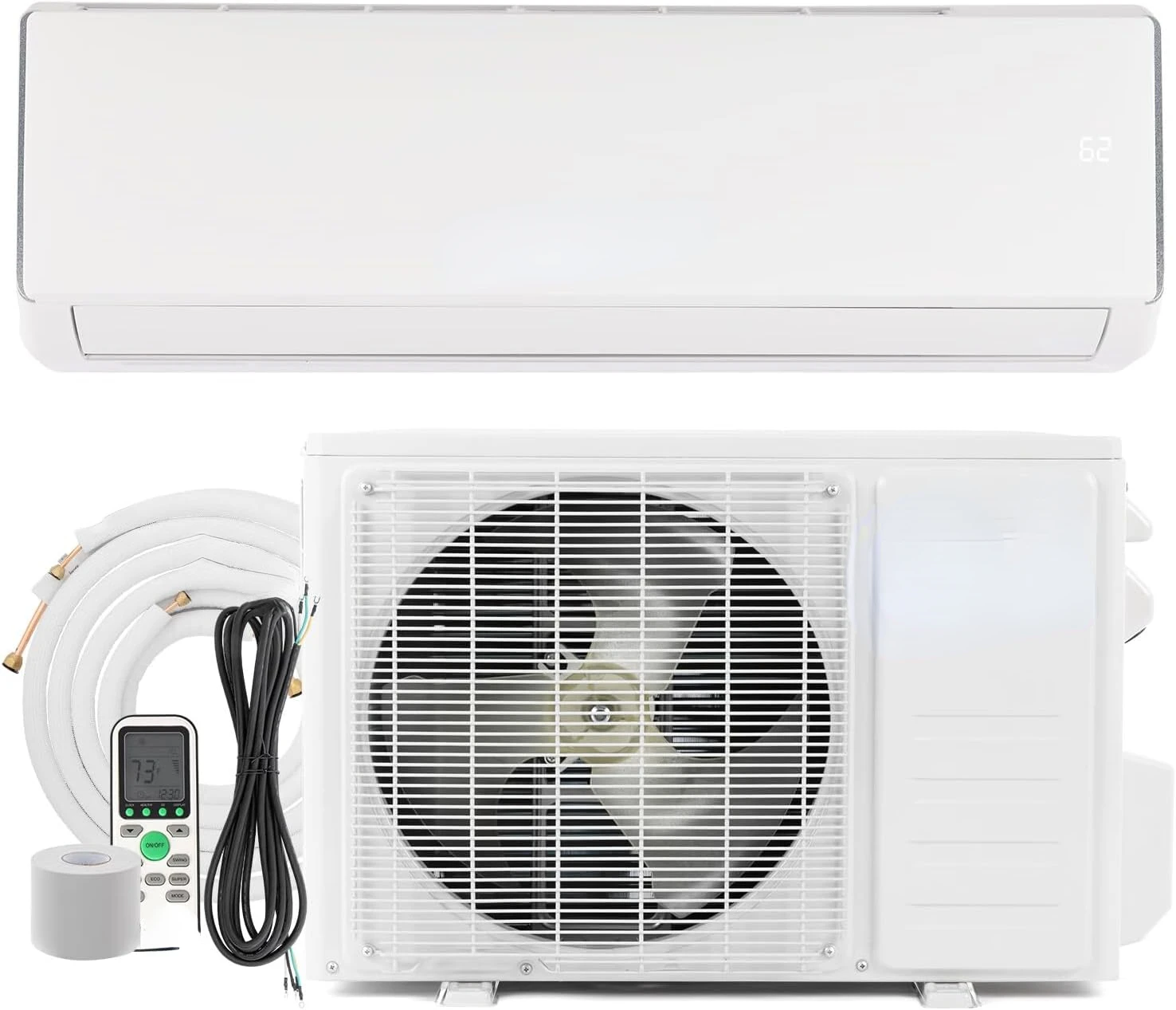 11000 BTU Wifi Enabled Mini Split Air Conditioner & Heater, 17 SEER2 115V