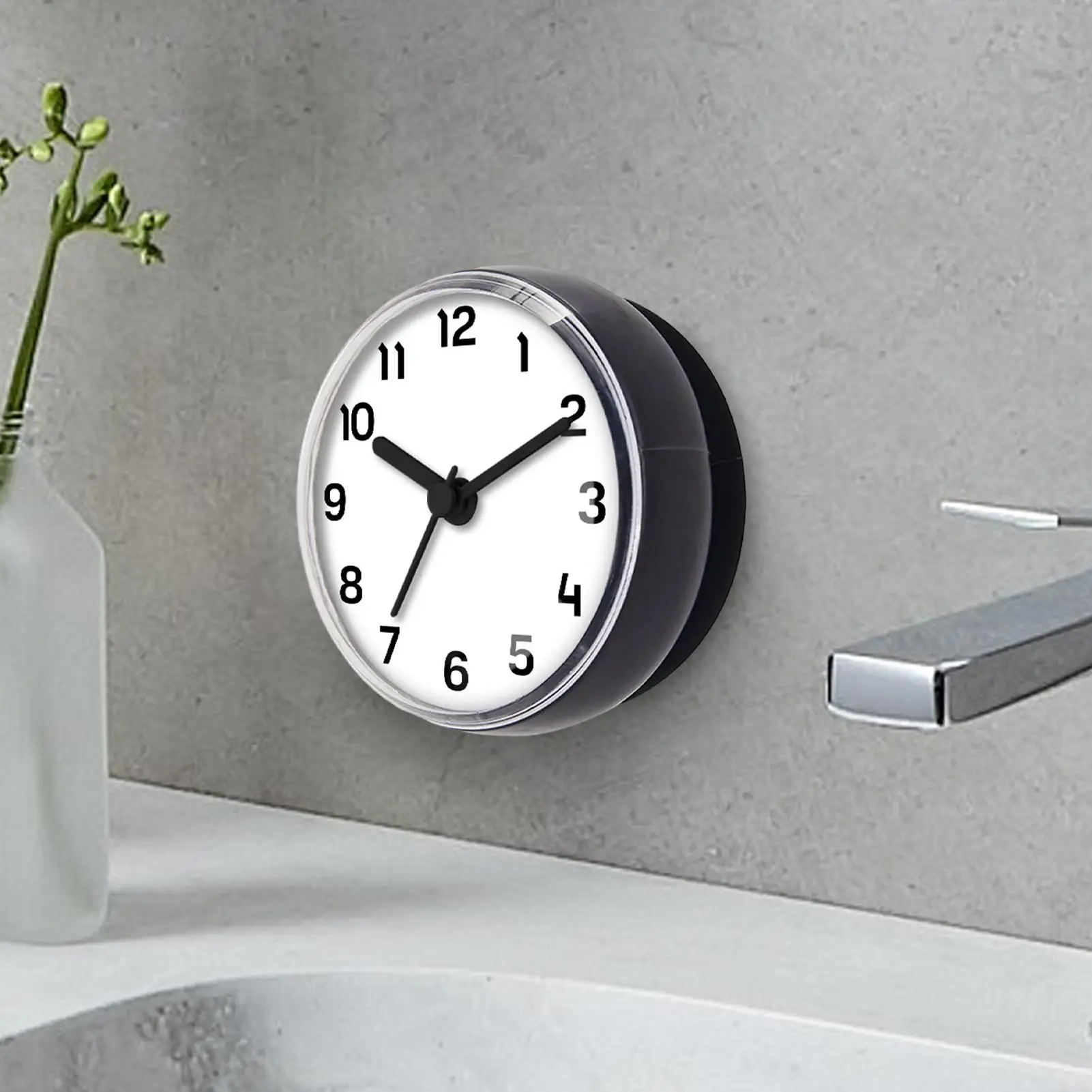 Wall Suction Cup Waterproof Shower Clock, Battery Operated Alarm for Bathroom Kitchen Indoor Tub Pool Sauna Apartment Dormitory