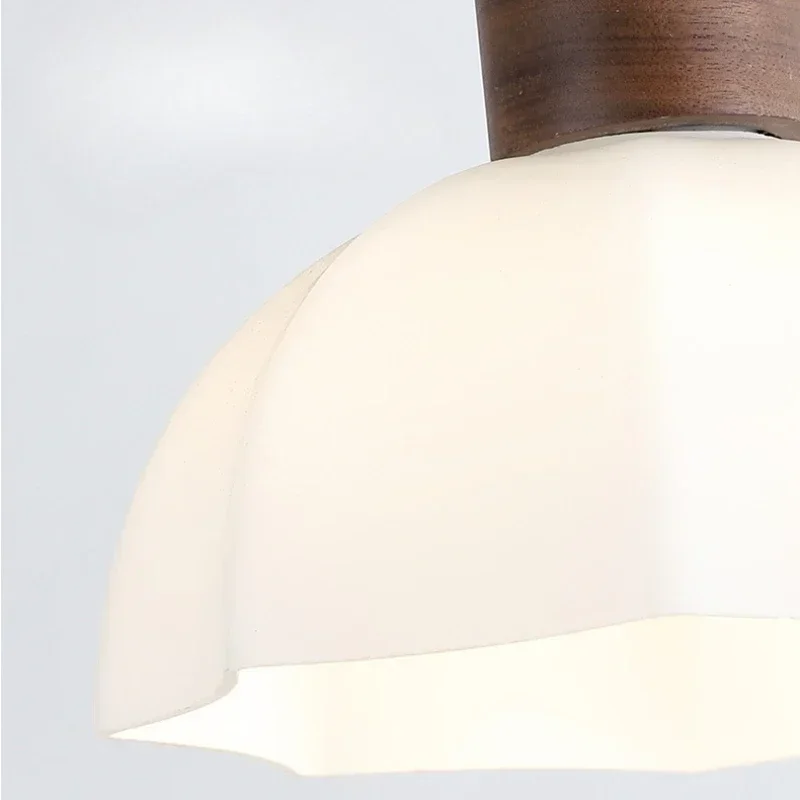 SANDYHA Vintage noir noyer suspension LED lustre simple tête plafonnier pour salle à manger chambre décor à la maison