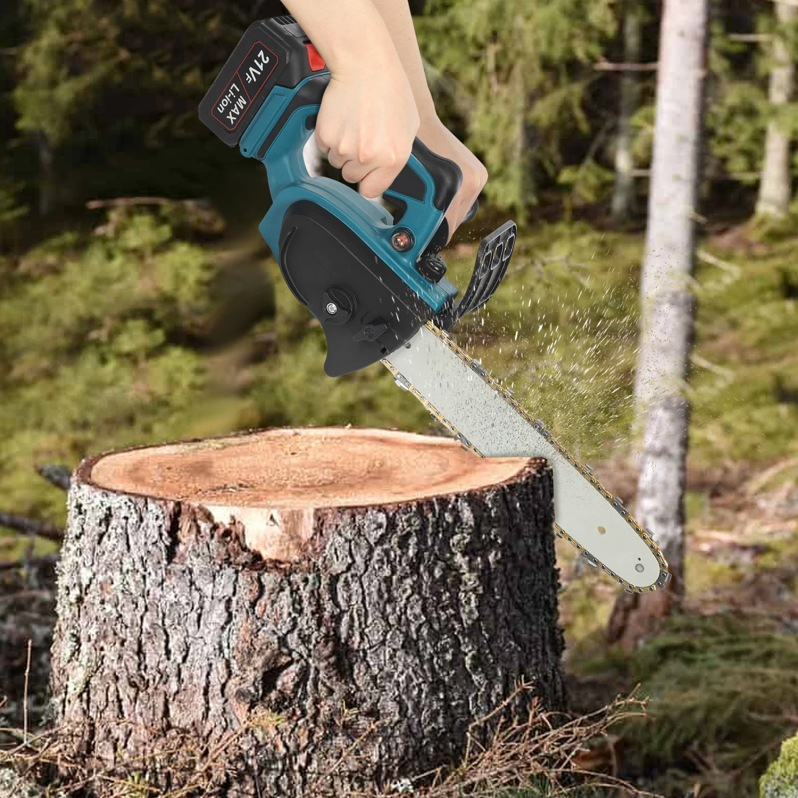 1000W Handheld Rechargeable Chain Saw Electric Chainsaws 18-30cm Sawing Diameter Trees Cutting Chain Saw Used for Outdoor Work/Garden Pruning/Woodworking