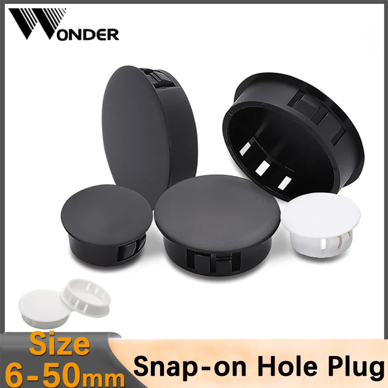 Black Plastic Snap on Hole Plug Cap Round Hole Caps Blanking End Caps Seal Stopper Furniture Hole Bung