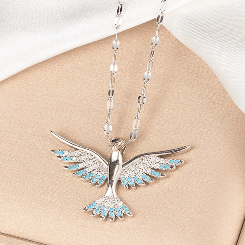 

New Design Vintage Alloy Adjustable Rhinestones Eagle Pendant Clavicle Chain Woman Necklaces Jewelry Choker Gift Party