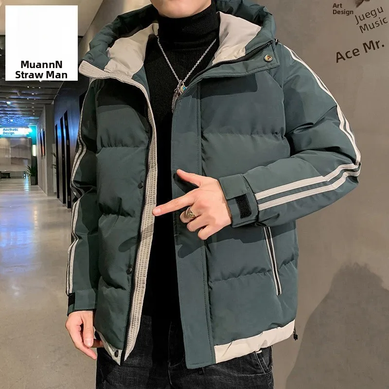 남성용 다운 코튼 재킷 두꺼운 겨울 코트 따뜻한 방풍 후드 코트 긴 소매 폴리에스터 섬유 멕시코 스타일 캐주얼 웨어