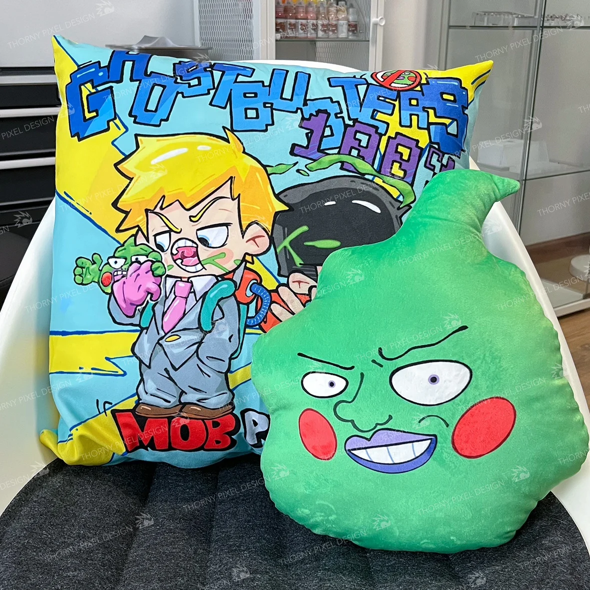 Anime Mobu Saiko Hyaku Mob Psycho 100 Reigen Arataka hoyuelos Kageyama Shigeo Cosplay dibujos animados cojín trasero almohada mascota