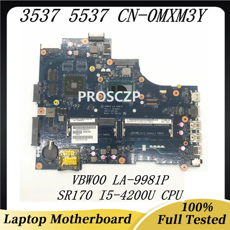 CN-0MXM3Y 0MXM3Y MXM3Y For Dell Inspiron 15R 5537 3537 Laptop Motherboard LA-9981P LA-9982P With I5-4200U CPU HD8670M 100%Tested