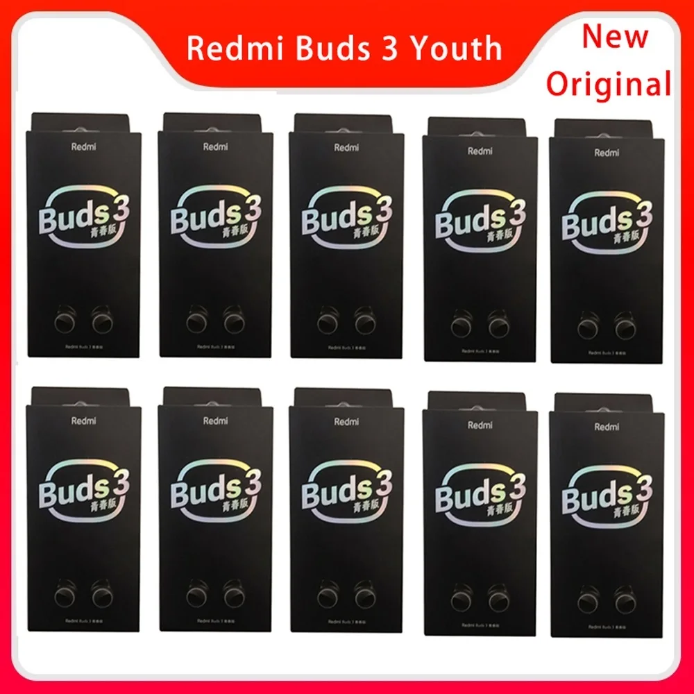 New 3/6/10pcs Redmi Buds 3 Youth Edition For Xiaomi Earphone Tws Wireless Bluetooth 5.2 Gaming Headset Touch Control Earbuds 3